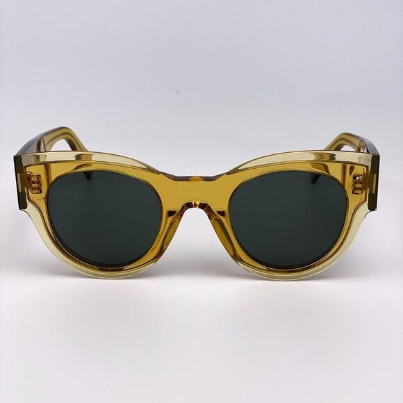 SALE! NEW Celine CL40008I 39N Unisex Yellow Green Rounded Cat Eye Sunglasses main image 14